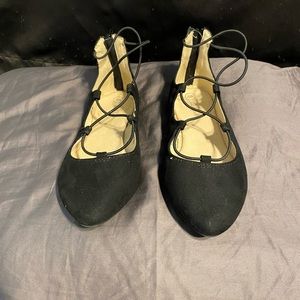 Cute black faux suede , ballerina shoes (6)